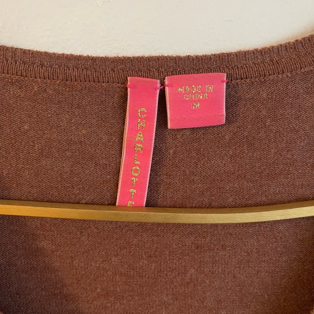 “Charlotte” size M Darling brown 3/4 sleeve button up sweater - Picture 4 of 7